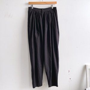 BASERANGE Black Raw Silk Trouser Pants